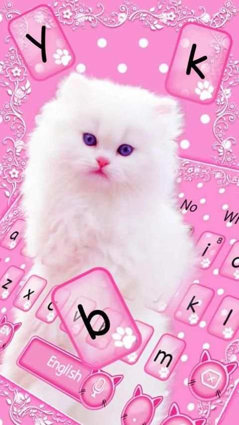 Cute Pink Kitty Keyboard Theme स्क्रीनशॉट 3