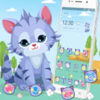 Blue Cartoon Cat Theme on 9Apps