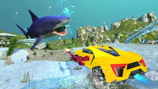 Under Water Robot Car Vs Shark Simulator Attack स्क्रीनशॉट 1