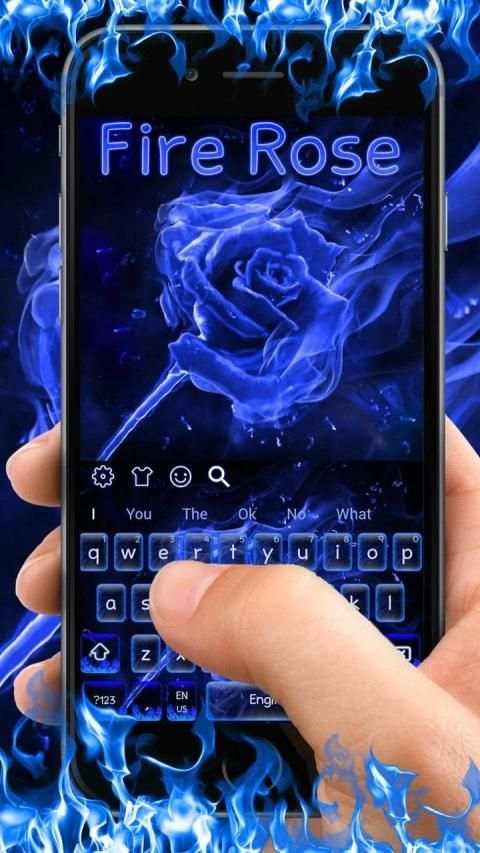 Blue Flaming Fire Rose keyboard Theme स्क्रीनशॉट 4