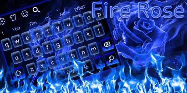 Blue Flaming Fire Rose keyboard Theme स्क्रीनशॉट 1