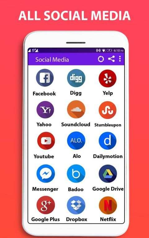 Social Media Networks & Social Networking App स्क्रीनशॉट 1