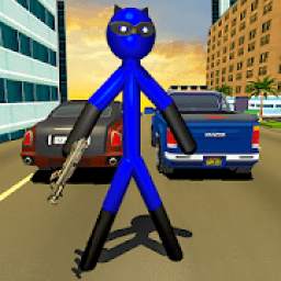 Panther Stickman Hero:Gangster Crime City Battle