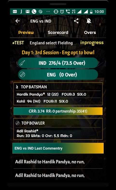Live Cricket Score 2019 - schedule & Cricket NEWS स्क्रीनशॉट 4