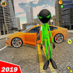 ikon Green Stickman Gangster Crime Rope Hero