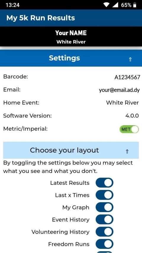 My 5K Run Results स्क्रीनशॉट 1