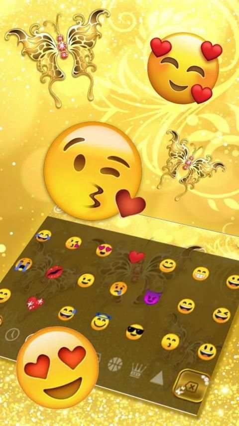Golden Glitter Butterfly Keyboard Theme स्क्रीनशॉट 1