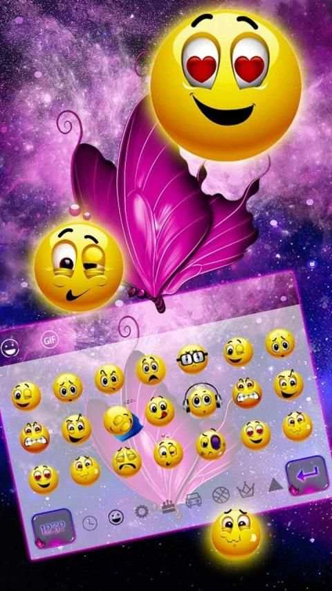 Purple Butterfly Keyboard स्क्रीनशॉट 1