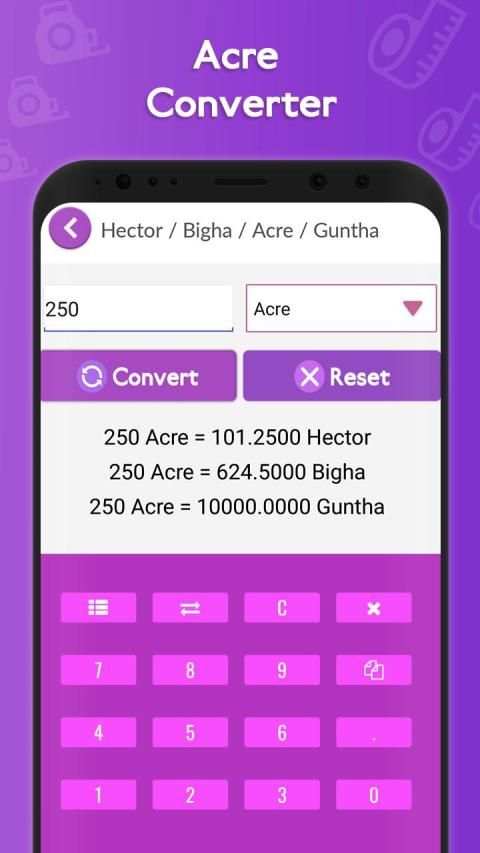 Hectare, Acre , Bigha , Guntha Converter स्क्रीनशॉट 3