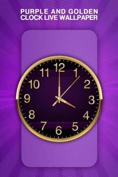 Purple And Golden Clock Live Wallpaper screenshot 1