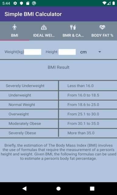Simple BMI Calculator स्क्रीनशॉट 7