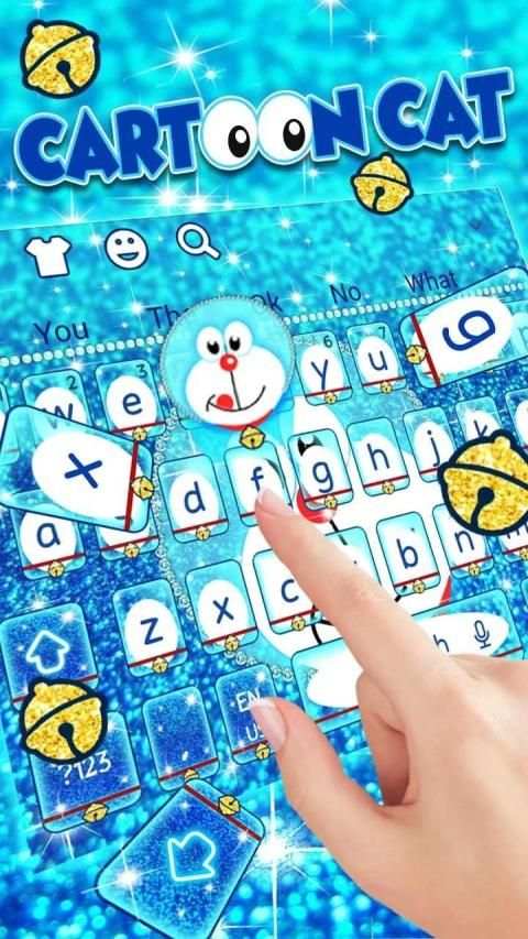 Blue Cartoon Cat Keyboard Theme screenshot 5
