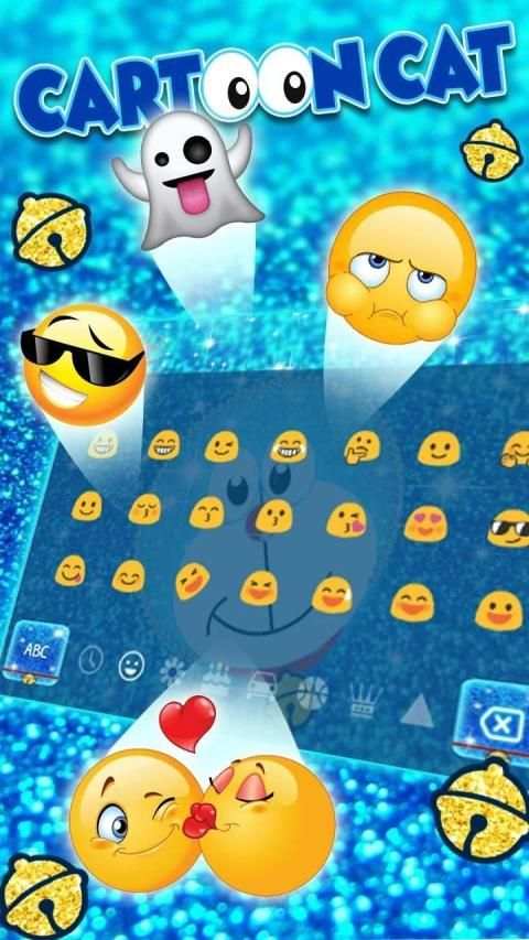 Blue Cartoon Cat Keyboard Theme screenshot 4