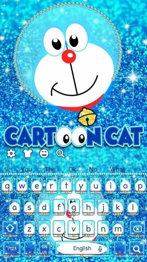 Blue Cartoon Cat Keyboard Theme screenshot 2