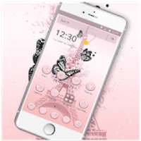 Pink Butterfly Eiffel Tower Theme on 9Apps
