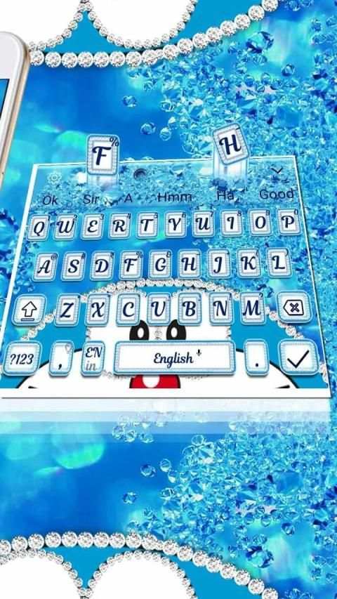 Blue Cat Shiny Diamond Keyboard Theme* screenshot 1
