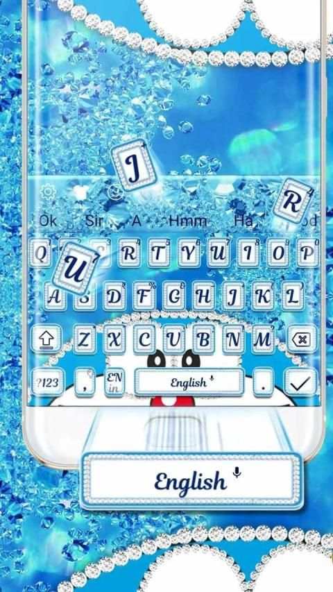 Blue Cat Shiny Diamond Keyboard Theme* screenshot 3
