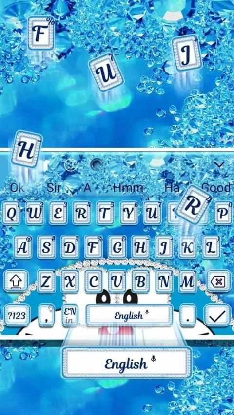 Blue Cat Shiny Diamond Keyboard Theme* screenshot 4