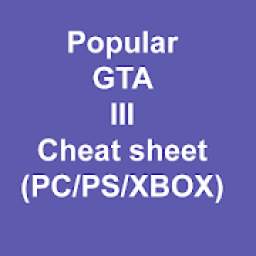 Popular GTA III Cheat sheet (PC/PS/XBOX)