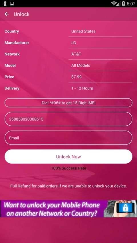 Free Unlock LG Mobile SIM screenshot 6