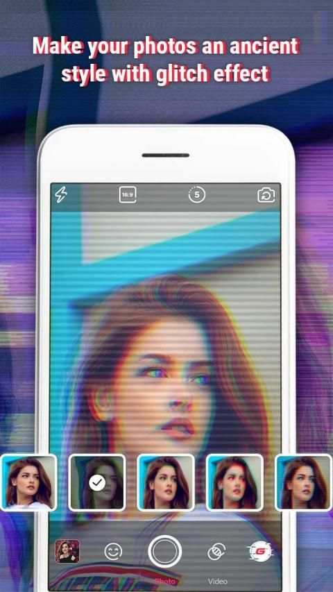 Glitch Selfie Camera Effect - Camera VHS Camcorder screenshot 4