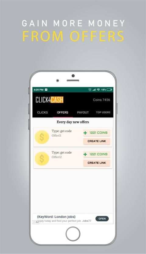 Click4Cash Make money : Free Real Cash App screenshot 1