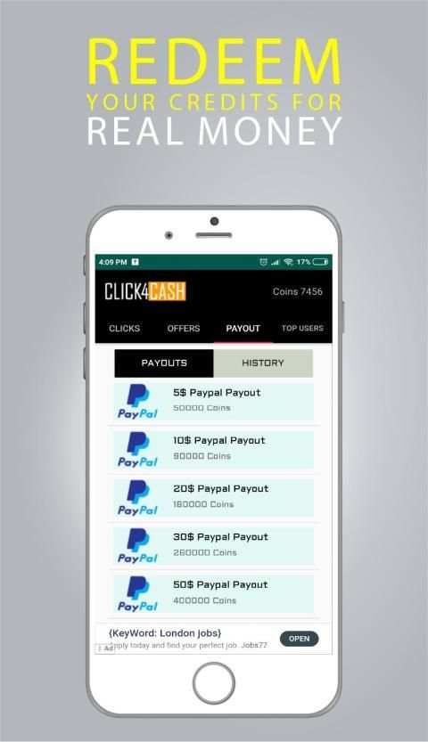 Click4Cash Make money : Free Real Cash App screenshot 4