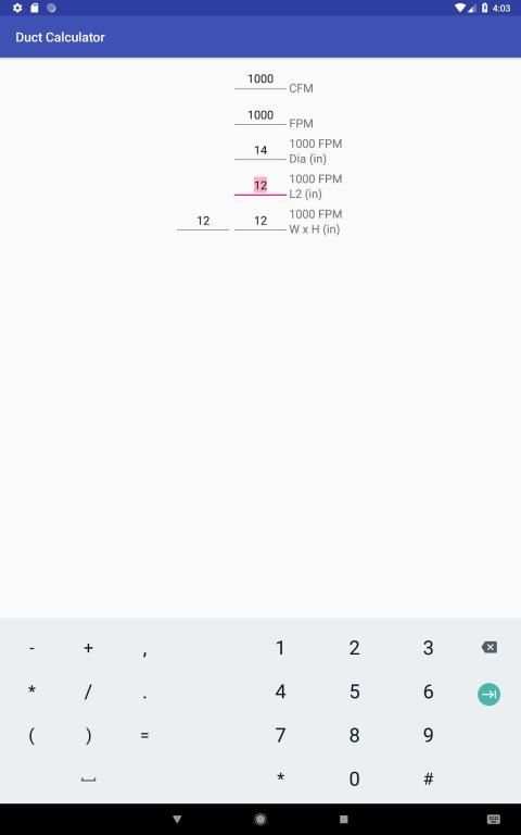 Duct Calculator स्क्रीनशॉट 2