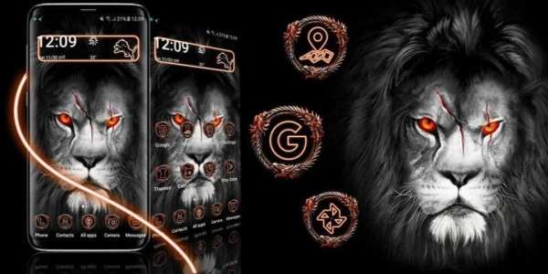 Tema Black Horror Lion screenshot 1