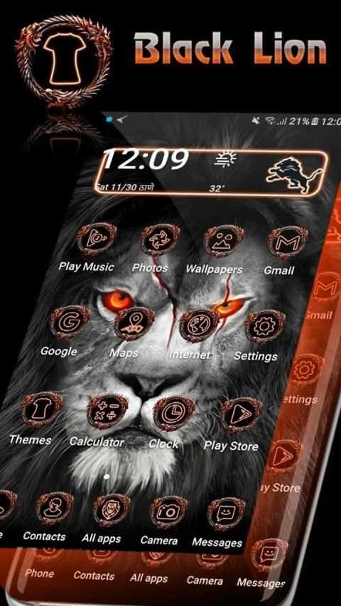 Tema Black Horror Lion screenshot 4