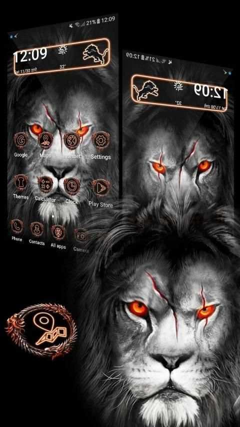 Tema Black Horror Lion screenshot 3