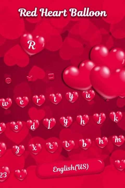 Red Heart Balloon Keyboard - Sweet Heart स्क्रीनशॉट 3