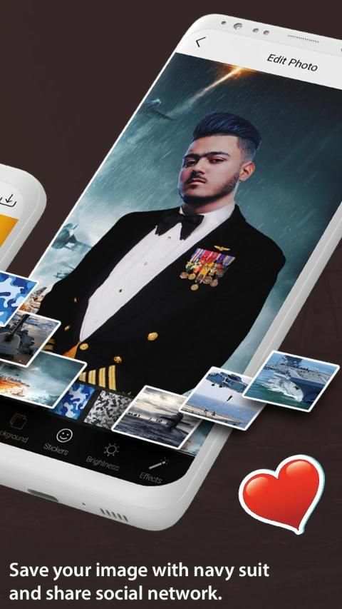 Navy Photo Suit Editor स्क्रीनशॉट 1