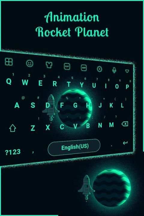 Animation Rocket Planet Keyboard स्क्रीनशॉट 1