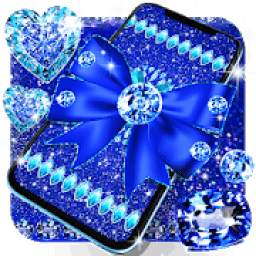 Blue glitter diamond bow live wallpaper