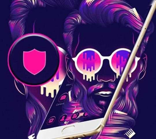 Tema Purple Neon Tide Man screenshot 4