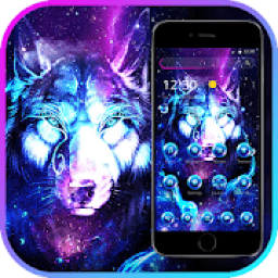 ikon Neon Glitter Galaxy Wolf Launcher Theme