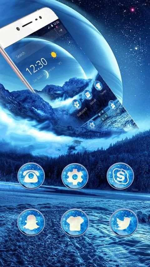 Tema Pemandangan Malam Biru screenshot 3