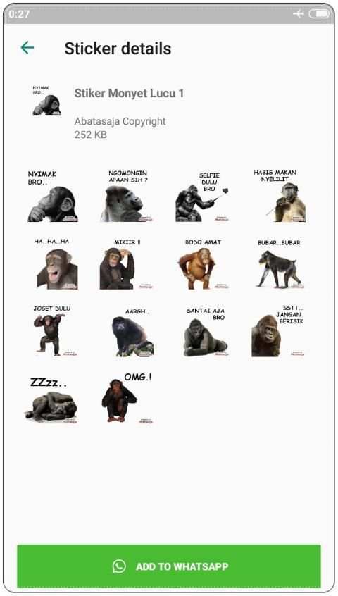 Stiker Monkey Lucu WAStickerApps скриншот 3