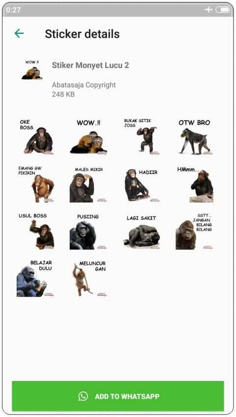 Stiker Monkey Lucu WAStickerApps скриншот 2