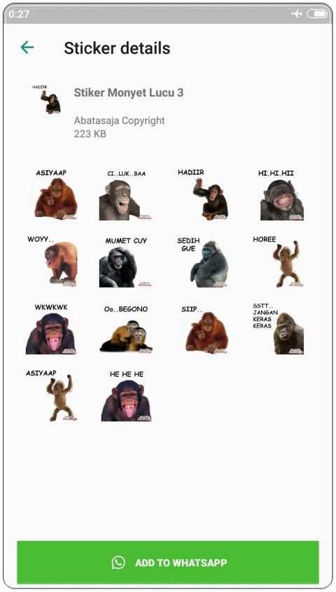 Stiker Monkey Lucu WAStickerApps скриншот 1