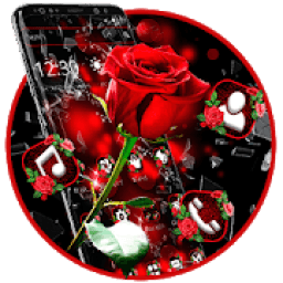 ikon Broken Glass Beautiful Red Rose Theme