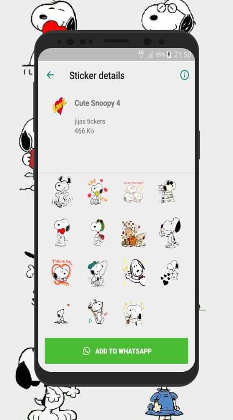 Cute Snoopy Stickers For Whatsapp screenshot 3