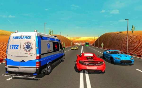 Ambulance Racing Simulator: Car Shooting स्क्रीनशॉट 2