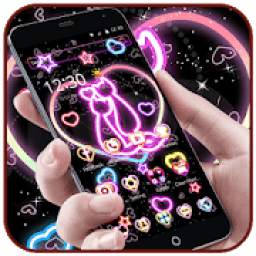 Neon Kitty Wallpaper Pink Shiny Cat Theme