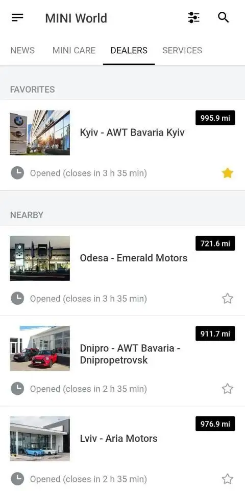 myMINI UA screenshot 2