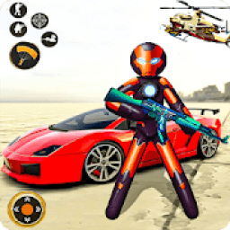 Black IRON Stickman Rope Hero Gangstar OffRoad आइकन