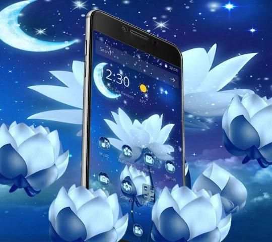Night Moon Glitter Lotus Theme screenshot 3