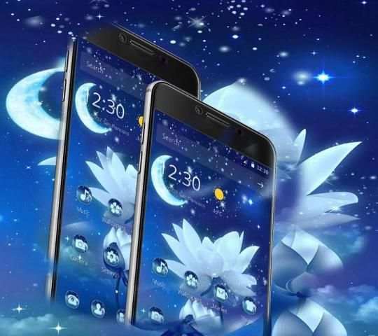 Night Moon Glitter Lotus Theme screenshot 2