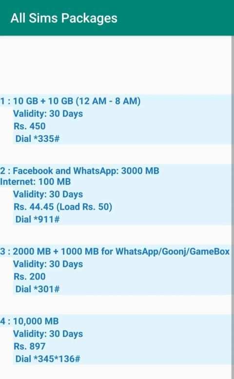 ALL SIM INTERNET PACKAGES screenshot 4